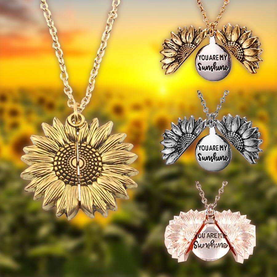 You Are My Sunshine Sunflower Pendant Necklace Best Sellers Women's Fashion Color : Rose Gold Necklace|Gold Necklace|Silver Necklace 