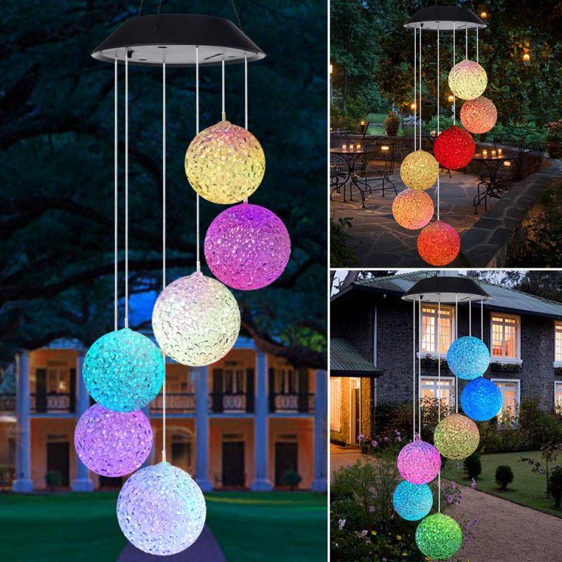 Solar Powered LED Wind Chimes Home & Kitchen Shape : Butterfly|Ball|Dragonfly 