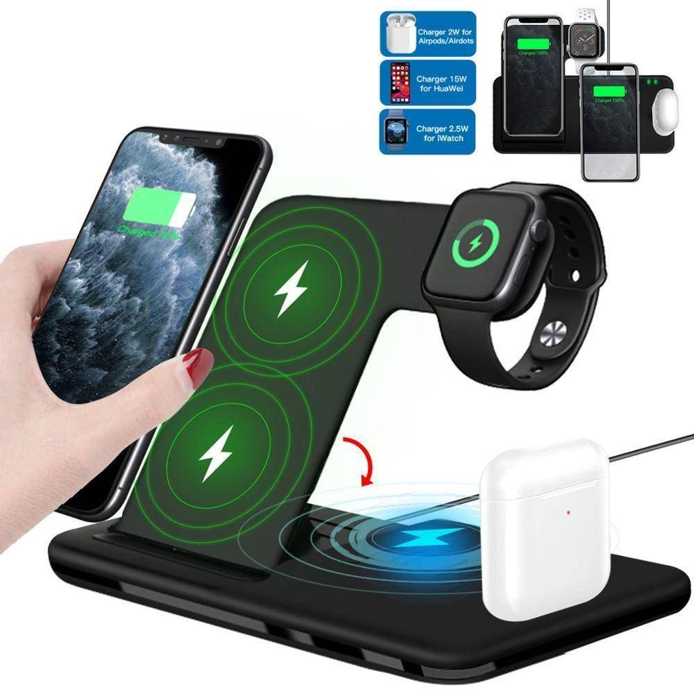 Foldable Fast Wireless Charger Stand For Phone and Watch Mobile Phone Accessories Smartphones Wireless Chargers Color : Style1 15W Black|Style1 15W White|Style2 10W Black|Style2 10W White 