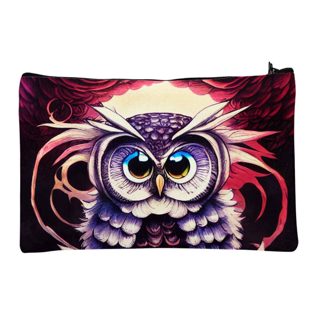 Beautiful Owl Art Makeup Bag - Art Print Cosmetic Bag - Graphic Design Makeup Pouch Bags & Wallets Fashion Accessories  