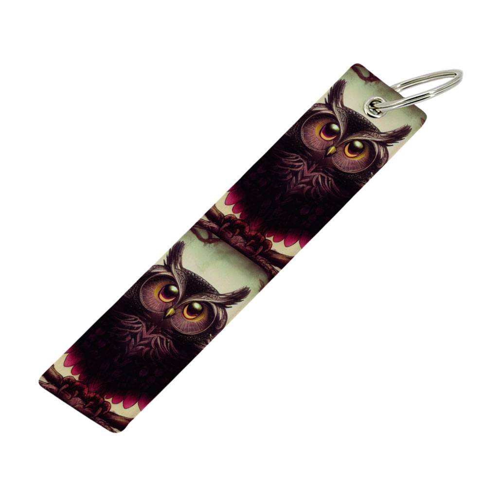 Cute Owl Print Keychain - Graphic Design Key Ring - Owl Art Keychain Car Accessories Keychains  