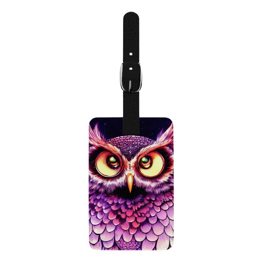 Night Owl Luggage Tag - Owl Art Travel Bag Tag - Printed Luggage Tag Fashion Accessories Travel Accessories  