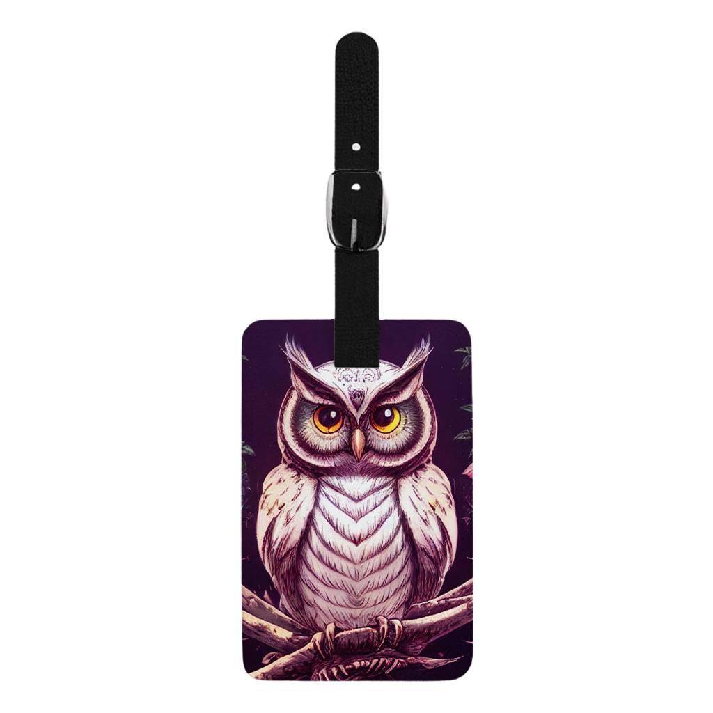 Night Owl Print Luggage Tag - Printed Travel Bag Tag - Graphic Luggage Tag Fashion Accessories Travel Accessories  
