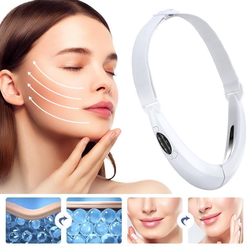 Facial Lifting Device LED Photon Therapy Facial Slimming Vibration Massager Double Chin V-shaped Cheek Lift Face Dorpshipping Color : White 